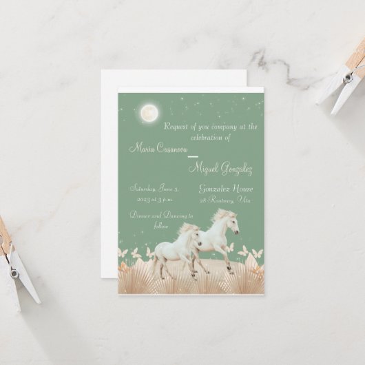 faire-part de mariage de chevaux boho élégants (Devant/Arrière en situation)