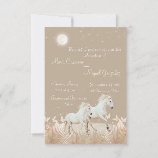 faire-part de mariage de chevaux boho élégants (Devant)