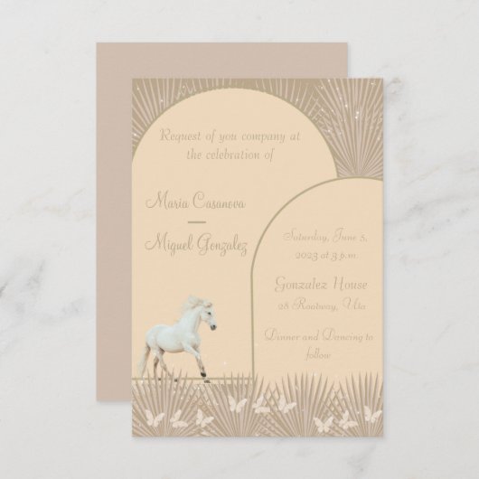 faire-part de mariage de chevaux boho élégants (Devant / Derrière)