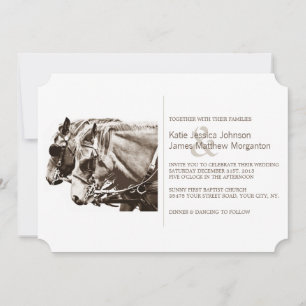 Faire-part de mariage de chevaux de transport clas