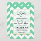 Faire-part de mariage de Chevron de vert de menthe (Devant / Derrière)