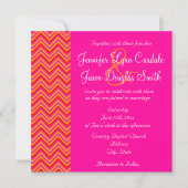 Faire-part de mariage de Chevron orange rose chaud (Devant)