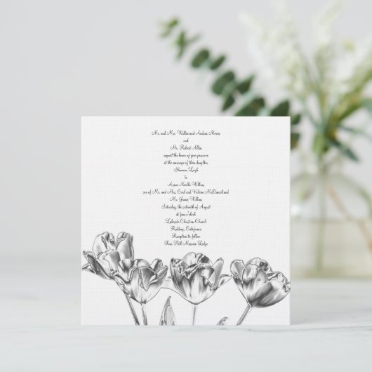 Faire-part de mariage de chrome de tulipe (Debout devant)