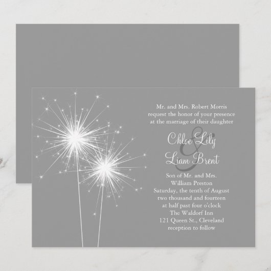 Faire-part de mariage de cierge magique dans le (Devant / Derrière)