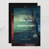 Faire-part de mariage de cimetière d'Halloween (Devant / Derrière)