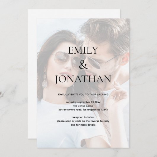Faire-part de mariage de code QR Arrière - plan ph (Devant / Derrière)