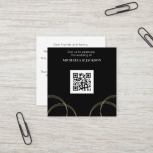 Faire-part de mariage de code QR Black Gold