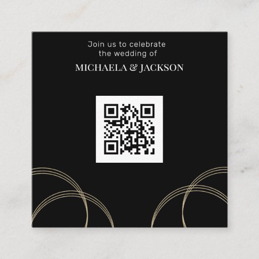 Faire-part de mariage de code QR Black Gold (Devant)