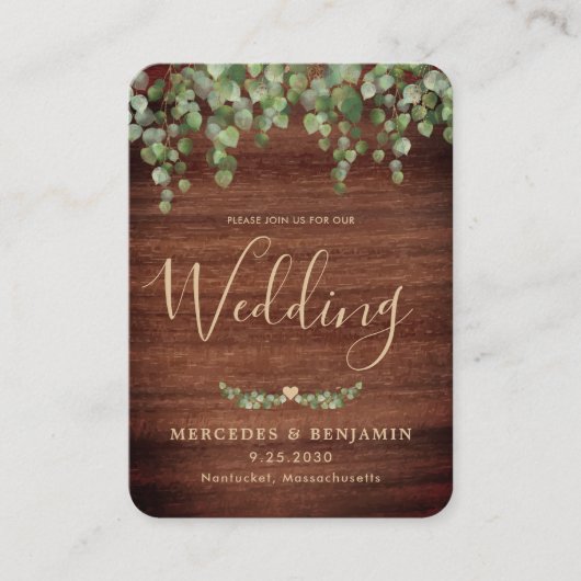 Faire-part de mariage de code QR botanique rustiqu (Devant)