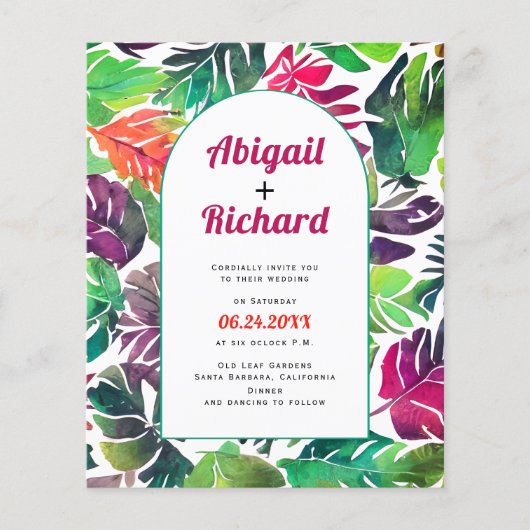 Faire-part de mariage de code QR de l'arc feuille (Devant)