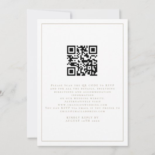 Faire-part de mariage de code QR de script élégant (Dos)