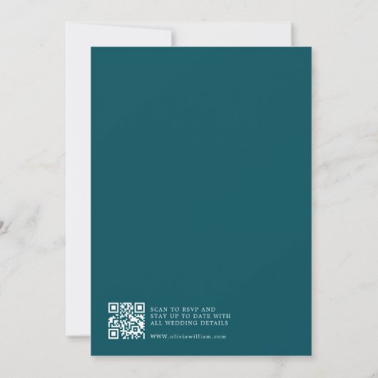 Faire-part de mariage de code QR de script turquoi (Dos)
