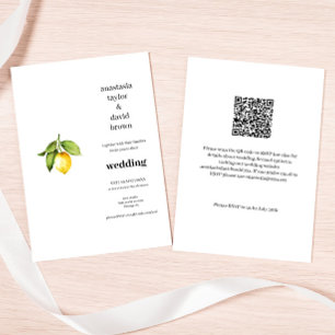 Faire-part de mariage de code QR du citron jaune