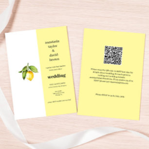 Faire-part de mariage de code QR du citron jaune
