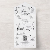 Faire-part de mariage de code QR du gribouillis à  (À l'intérieur)