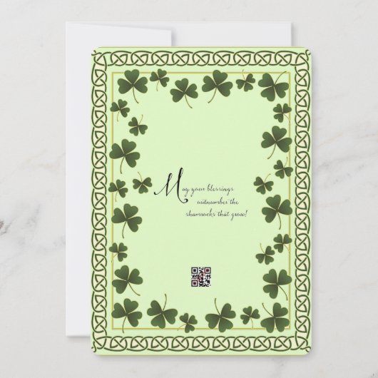 Faire-part de mariage de code QR du Shamrock de no (Dos)