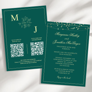 Faire-part de mariage de code QR écologique turquo