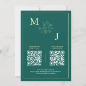 Faire-part de mariage de code QR écologique turquo (Dos)