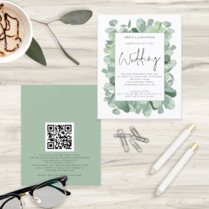Faire-part de mariage de code QR feuille Eucalyptu