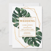 Faire-part de mariage de code QR Feuille Tropical  (Devant)