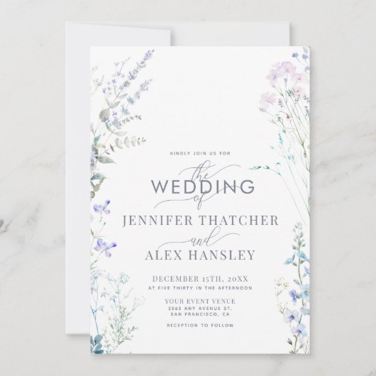 Faire-part de mariage de code QR Fleur sauvage mod (Devant)
