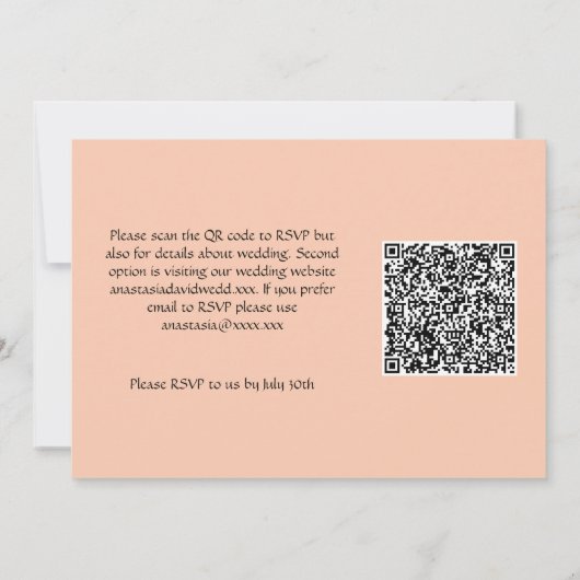 Faire-part de mariage de code QR floral (Dos)
