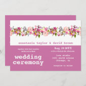 Faire-part de mariage de code QR horizontal rose f (Devant / Derrière)