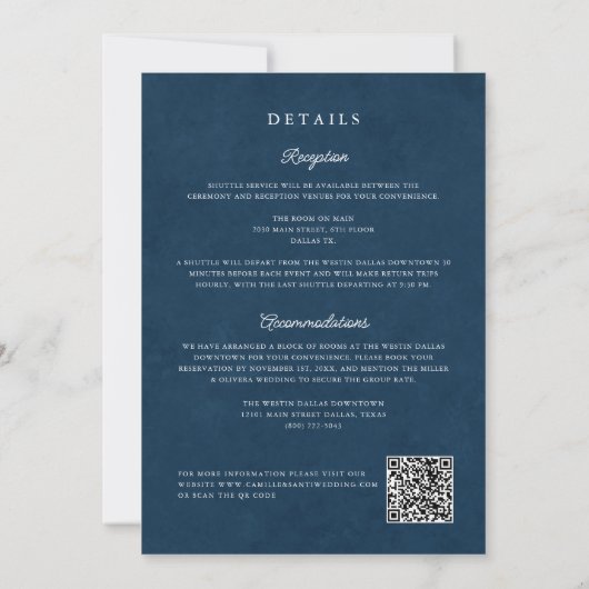 Faire-part de mariage de code QR mexicain de Blue (Dos)