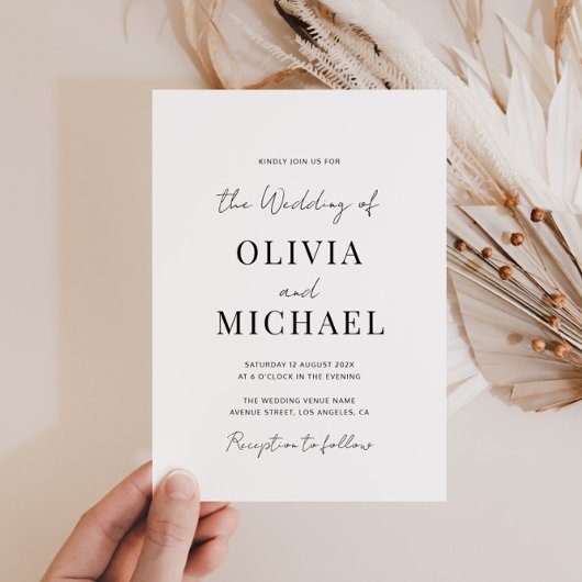 faire-part de mariage de code qr noir minimal uniq