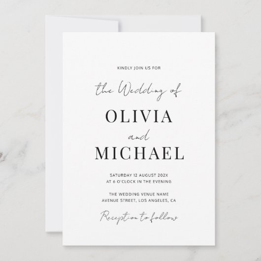 faire-part de mariage de code qr noir minimal uniq (Devant)