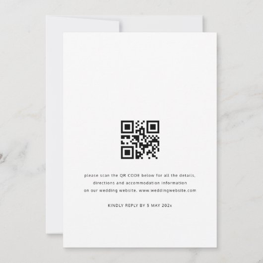 faire-part de mariage de code qr noir minimal uniq (Dos)