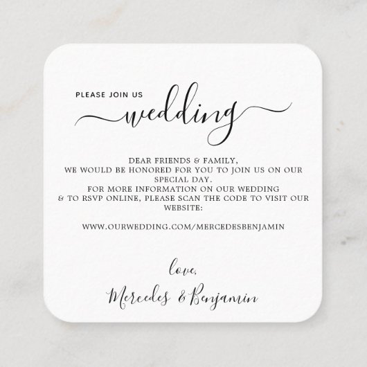 Faire-part de mariage de code QR simple Eucalyptus (Dos)