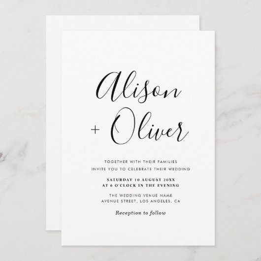 faire-part de mariage de code qr simple typographi (Devant / Derrière)