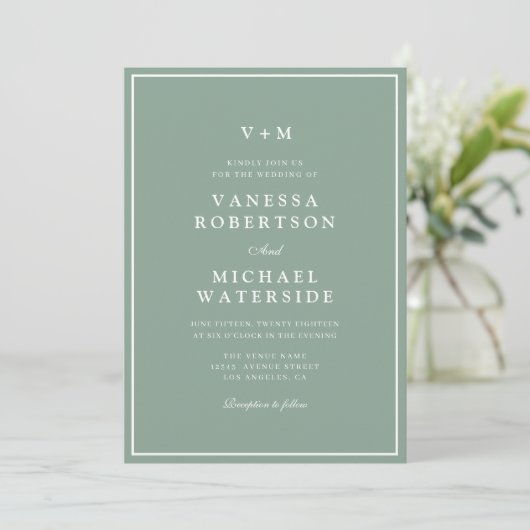 faire-part de mariage de code QR vert (Debout devant)