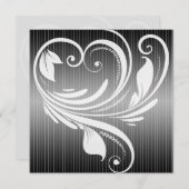 Faire-part de mariage de coeur à rayures noir et b (Devant / Derrière)