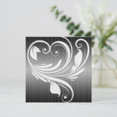 Faire-part de mariage de coeur à rayures noir et b (Debout devant)