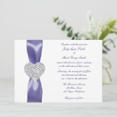 Faire-part de mariage de coeur couleur bleu violet (Debout devant)
