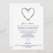 Faire-part de mariage de coeur de lavande (Devant / Derrière)