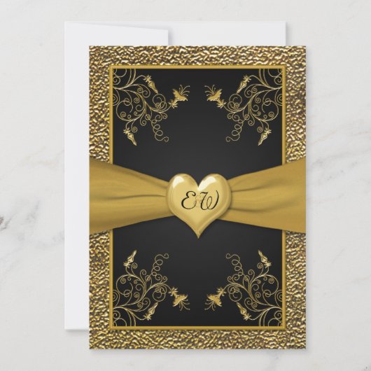 Faire-part de mariage de coeur de noir dramatique (Devant)