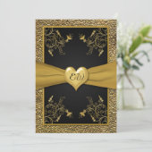 Faire-part de mariage de coeur de noir dramatique (Debout devant)