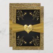 Faire-part de mariage de coeur de noir dramatique (Devant / Derrière)