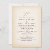 Faire-part de mariage de coeur et de flèche rustiq (Devant)