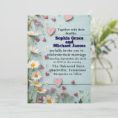 Faire-part de mariage de coeur et de marguerite ru (Debout devant)