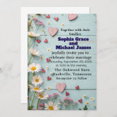 Faire-part de mariage de coeur et de marguerite ru (Devant / Derrière)