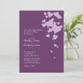 Faire-part de mariage de coeur pourpre (Debout devant)