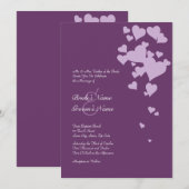 Faire-part de mariage de coeur pourpre (Devant / Derrière)