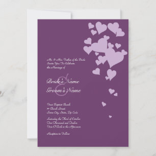 Faire-part de mariage de coeur pourpre