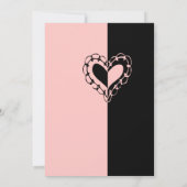 Faire-part de mariage de coeur rose et noir (Dos)