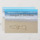 Faire-part de mariage de coeurs d'amour de plage (Devant / Derrière)
