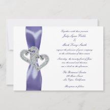 Faire-part de mariage de Coeurs Diamants Bleus Vio